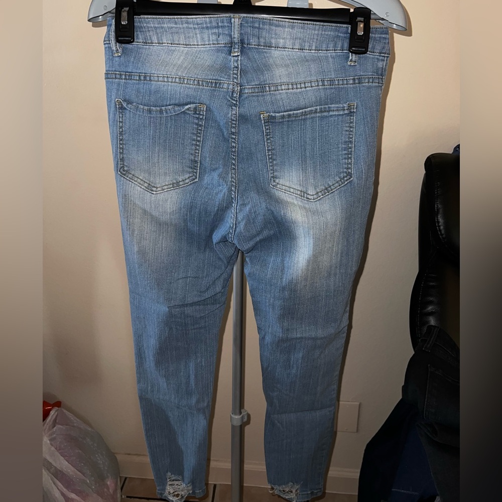 Distressed Light Blue Jeans - Picture 2 of 4